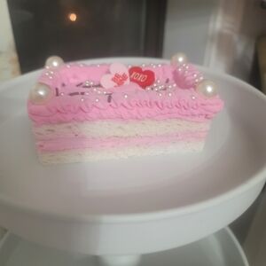 Pink and White Decorative Cake Slice